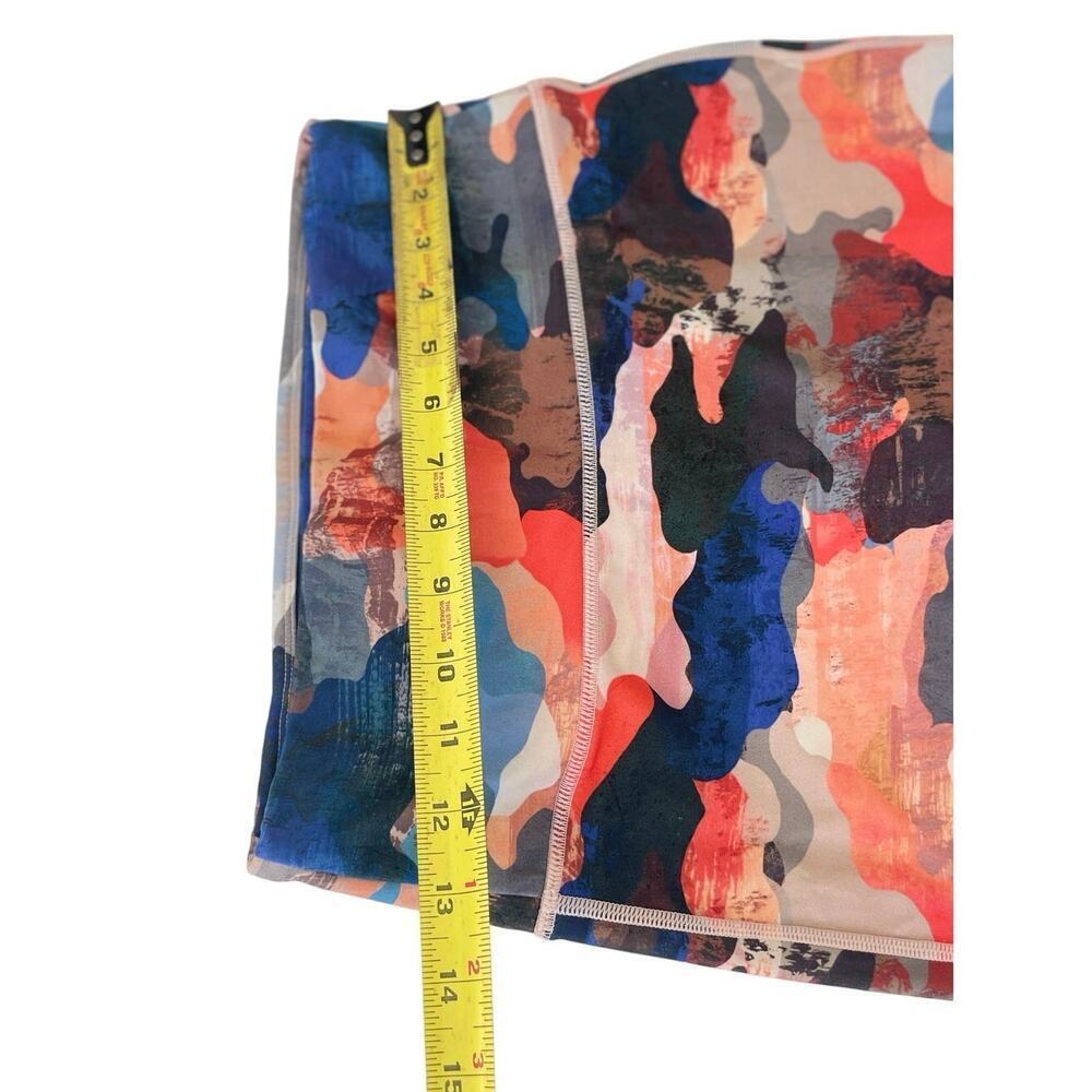 FABLETICS HIGH WAISTED LEGGINGS SZ SMALL ROYAL BLUE ORANGE CAMO PHONE POCKET - Picture 8 of 16